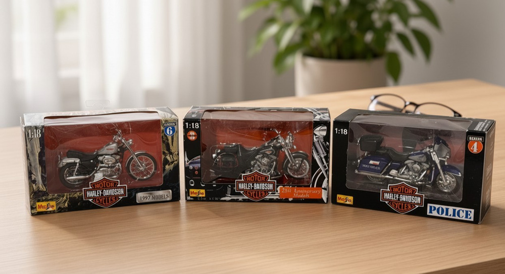 Maisto Harley-Davidson 1:18 Diecast Motorcycle Lot of 3 New Boxed NIB Models